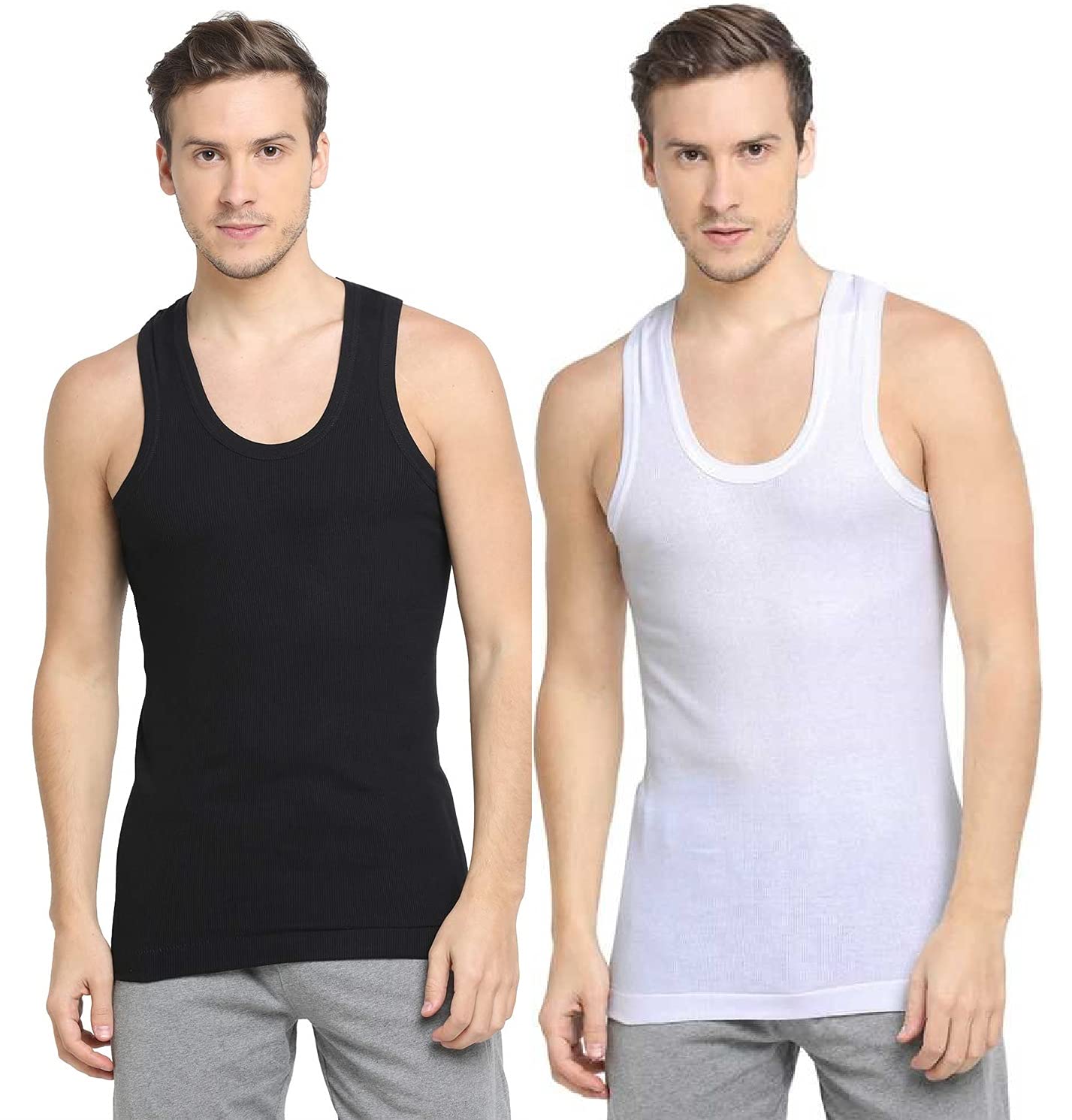 Dixcy Scott Originals Men 100% Combed Cotton with Ribbed Body-Grip Fabric White Vest (Pack of 2) (Assorted) - Review, Price and Buying Guide
