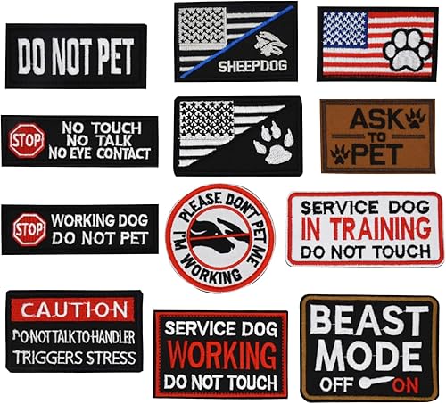 Snogisa Parches para perros de servicio, parche de entrenamiento extraíble para perro, arneses tácticos de gancho y bucle de bandera estadounidense,