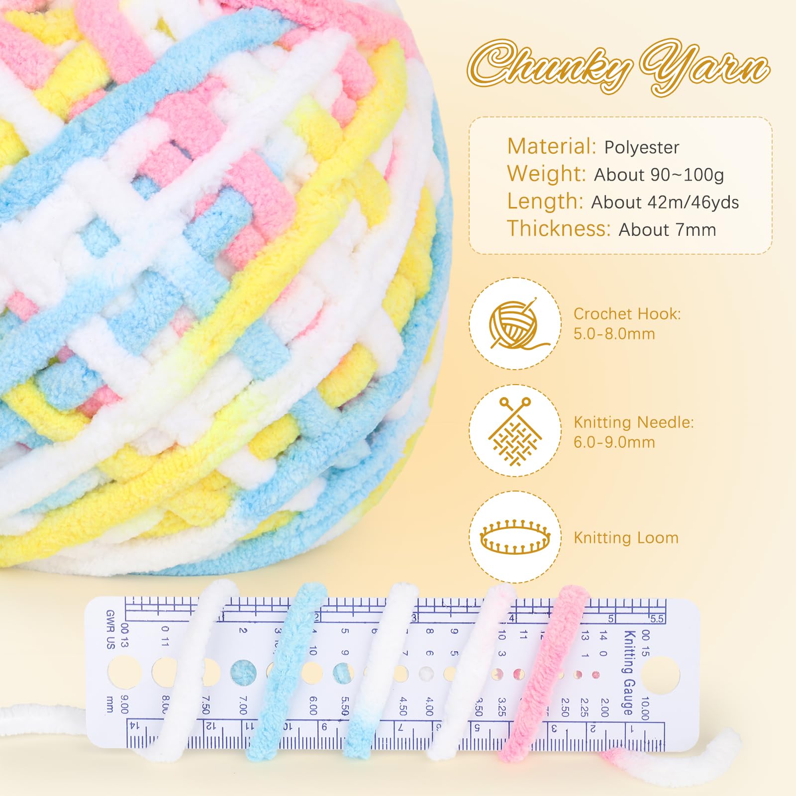 Aeelike Chunky Yarn for Crochet, 4 x 100g Soft Fluffy Multi Coloured Thick Ombre Yarn - Image 2