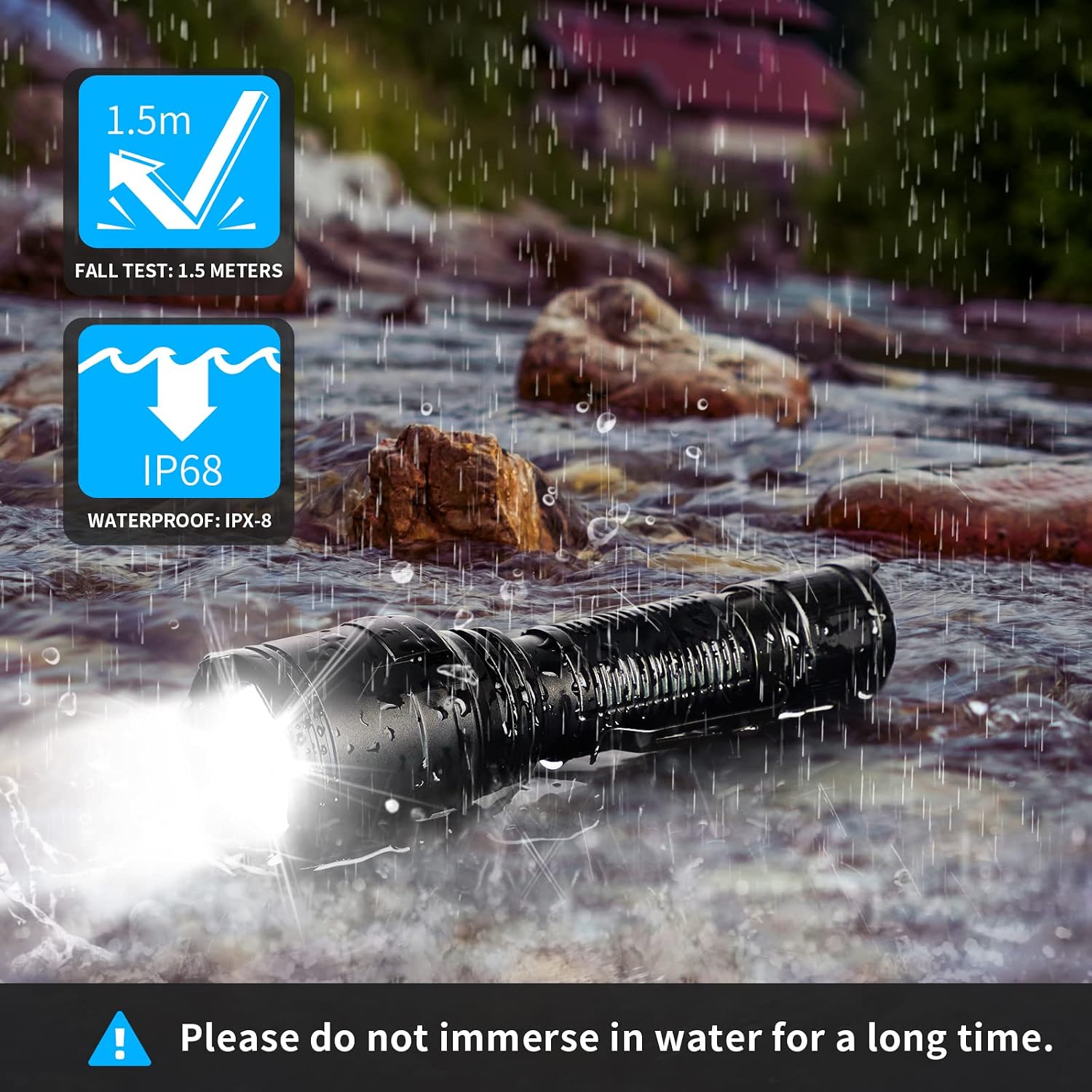 Odepro Super Bright Flashlight NT23 1500 Lumen Small Tactical Flashlights with Clip, Long Beam Distance, 4 Light Modes with Mode Memory, IP68 Waterproof, for Camping Hiking Emergency Use