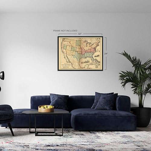 Miniatura 4 de HISTORIX Vintage 1861 American Civil War Map - Mapa vintage de los Estados Unidos de 24 x 32 pulgadas que muestra la ubicación de puestos militares,