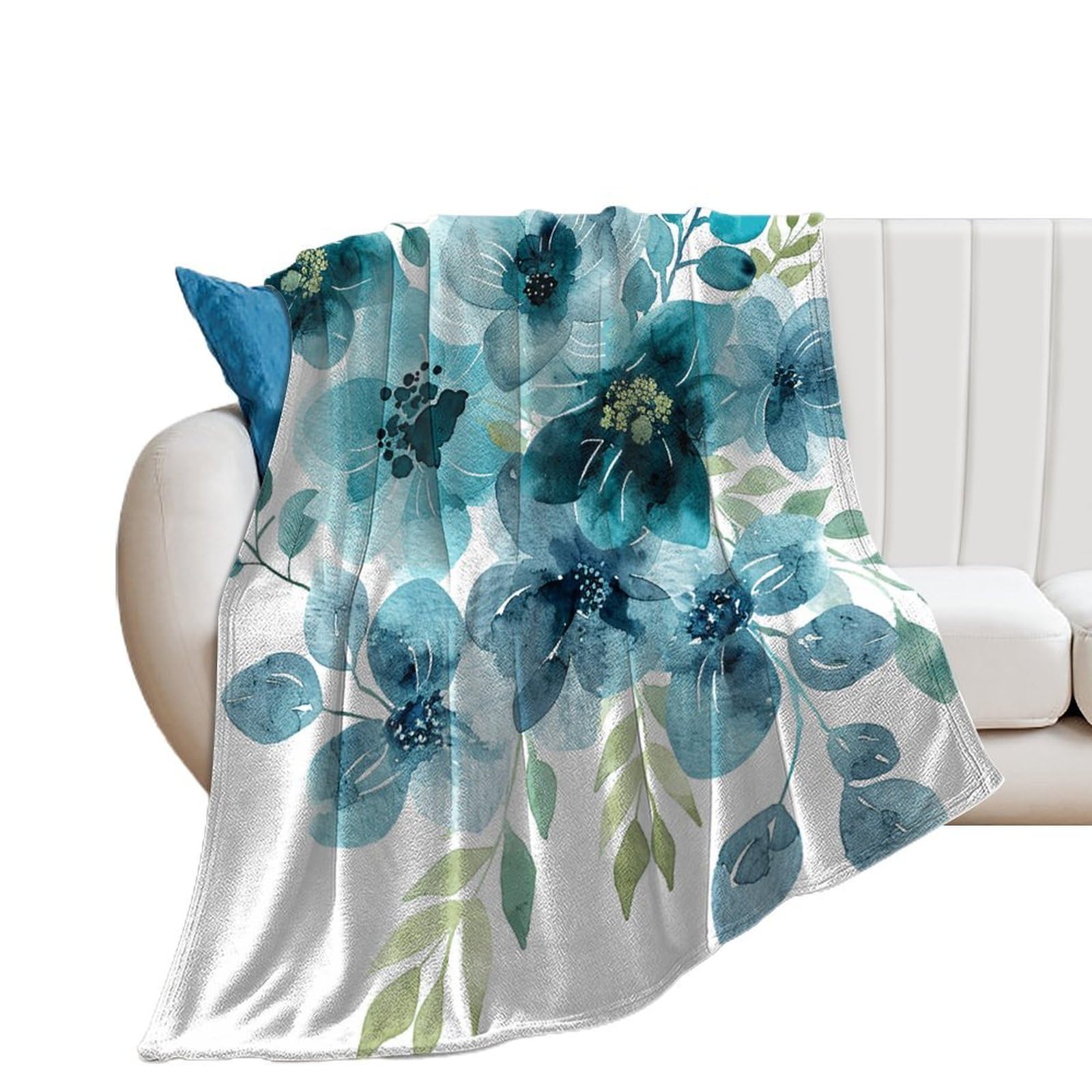 Couverture en flanelle imprimée cyan et bleu douceur enveloppante