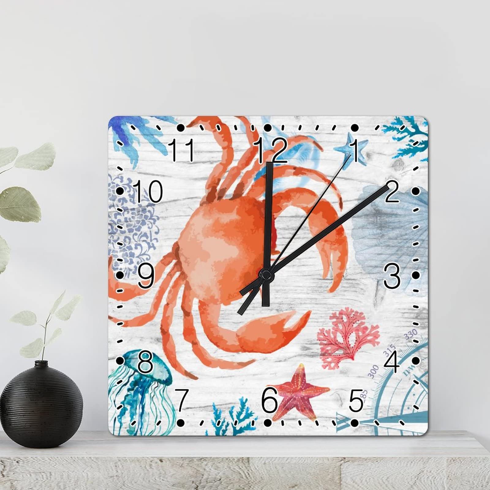 Décoration de plage horloge en bois rustique de 30,5 cm pour cuisine