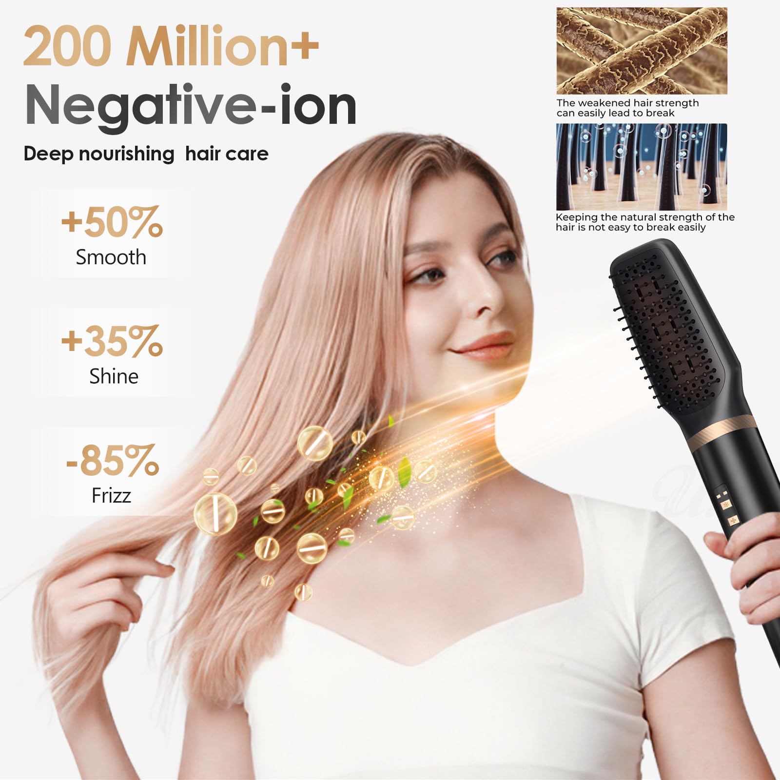Journeyside Spazzola ad Aria Calda 5in1,Asciugacapelli ad Alta Velocità,1400W Airstyler Asciugacapelli Ioni,Spazzola per Capelli Multi con 3 Temperature&3 Velocità per Asciugare,Volumizzare,Lisciare