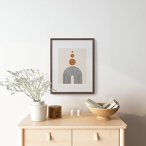 Miniatura 6 de Portarretratos de 11 x 14 pulgadas con paspartú de 8 x 10 pulgadas, juego de 2 marcos de fotos color marrón roble con acabado venner de madera