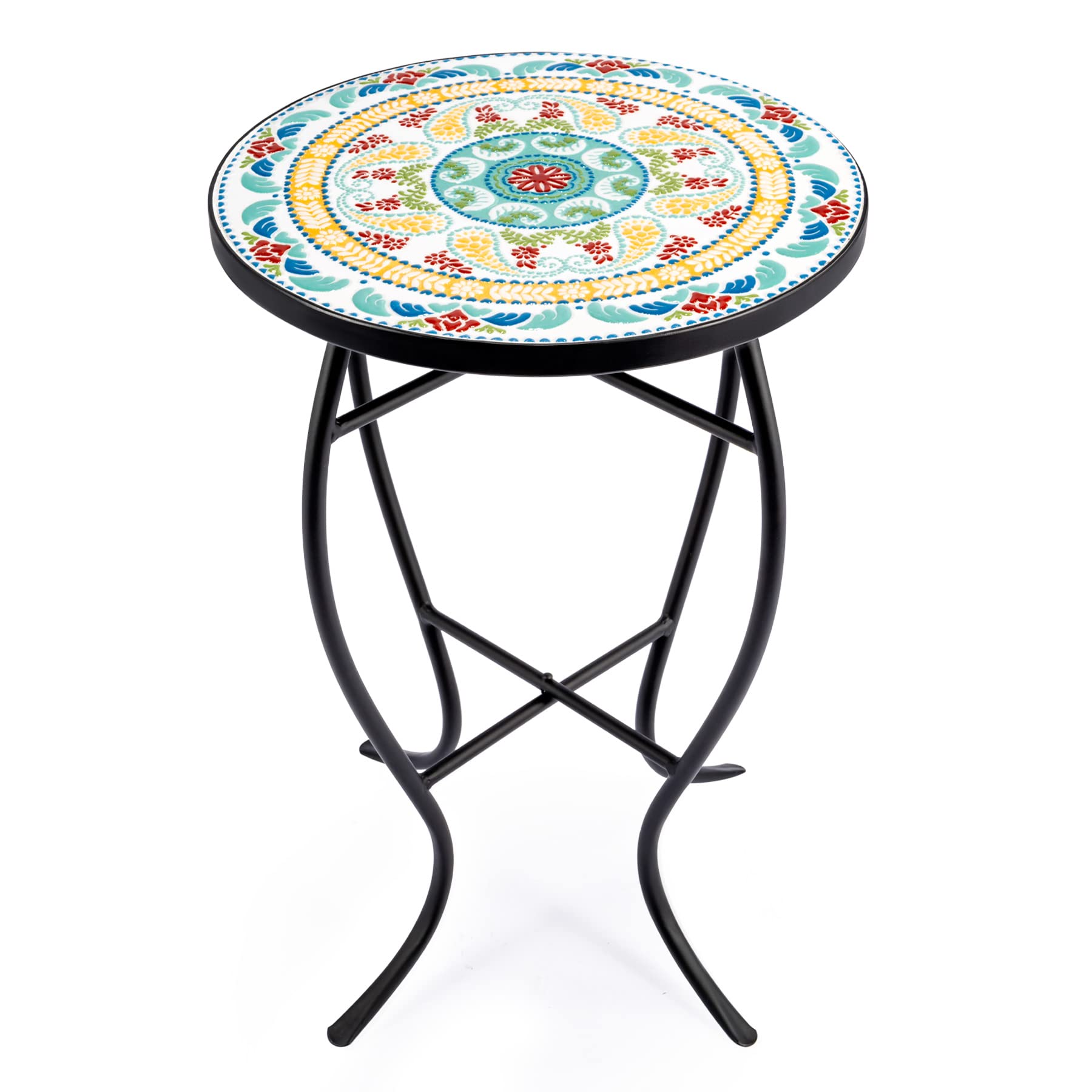 VONLUCE Mozaïek bijzettafel diameter 35,5 cm, Ronde