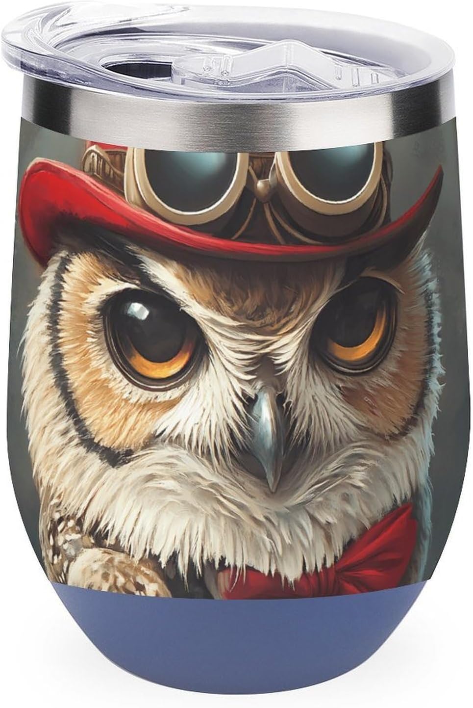 Gentleman Owl with Bowler Hat Insulated Drinking Cup Stainless Steel Coffee Mug Wine Tumbler with Lid 12OZ