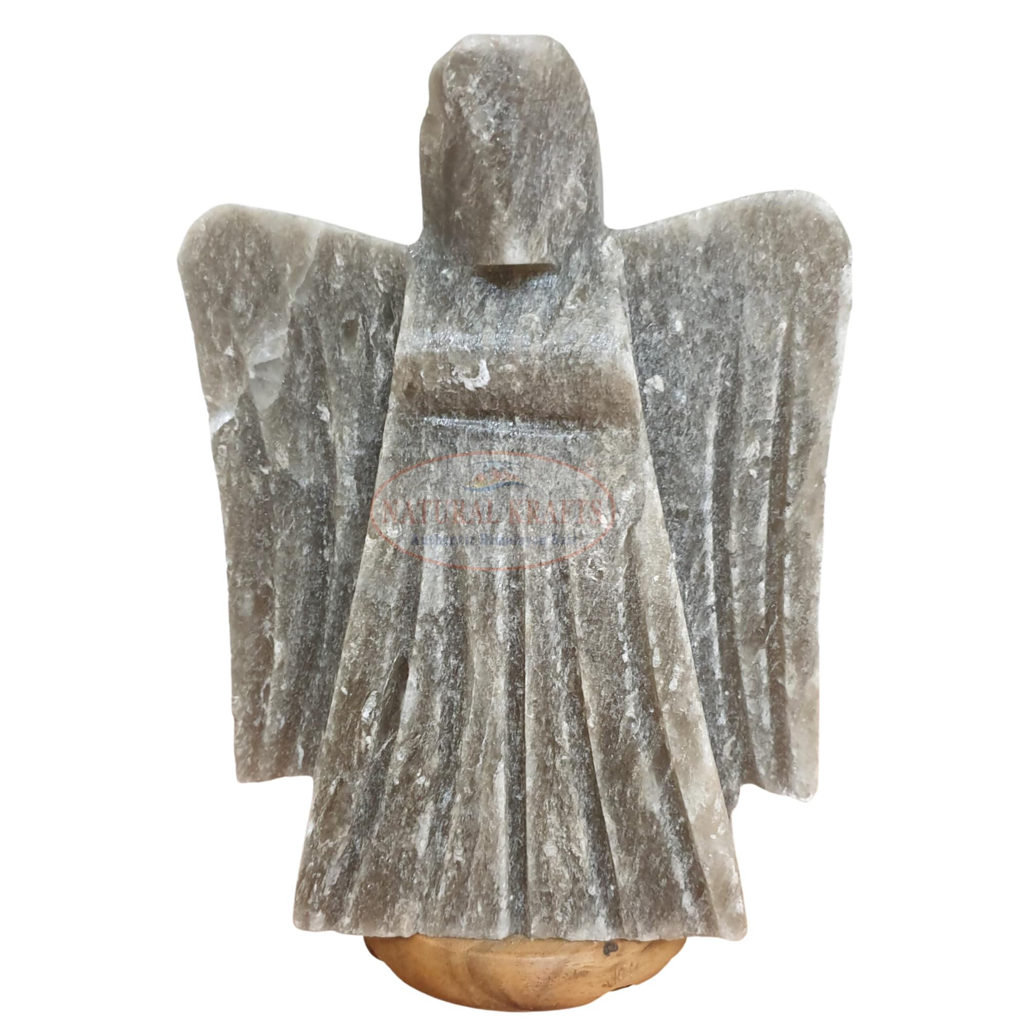 Natural Krafts Hand Crafted Angel Himalayan Salt Crystal Lamp Ideal for Any Living Space in the Home or Office Free Cable Bulb (Grey Crystal Himalayan Salt Angel Shape) from Punjab, Pakistan