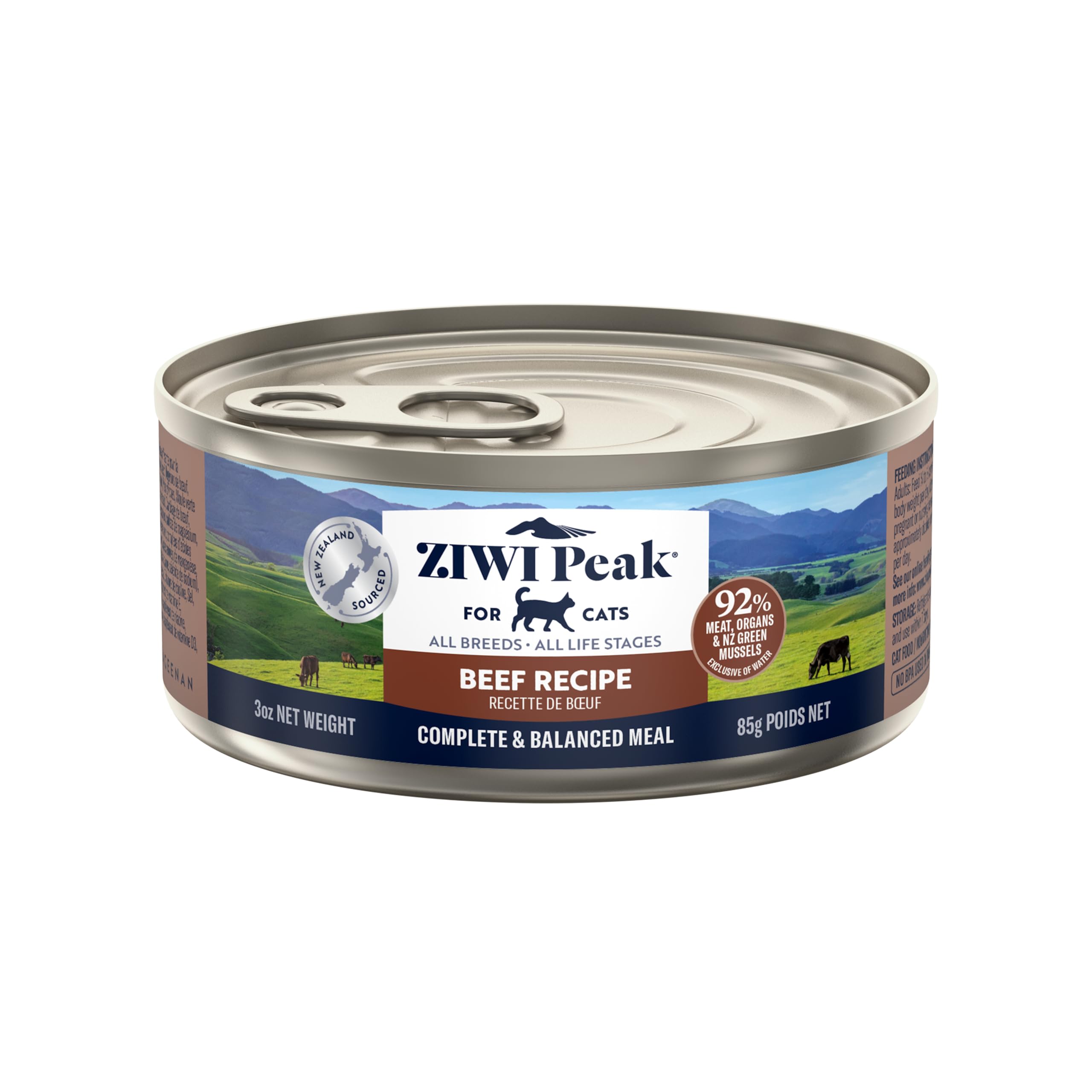 ZIWI Peak Wet Cat Food – All Natural, High Protein, Grain Free, Limited Ingredient, with Superfoods (Beef, Case of 24, 3oz Cans)