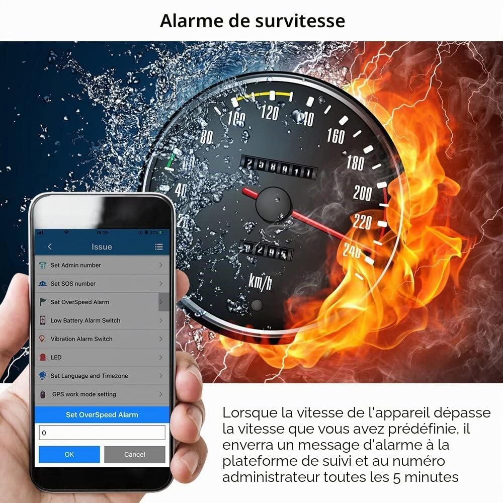 Tracker GPS Voiture 4G 7800mAh sans Abonnement avec Positionnement Double Mode GSM/GPS à Aimant Puissant, Antivol pour Voiture Moto Vélo