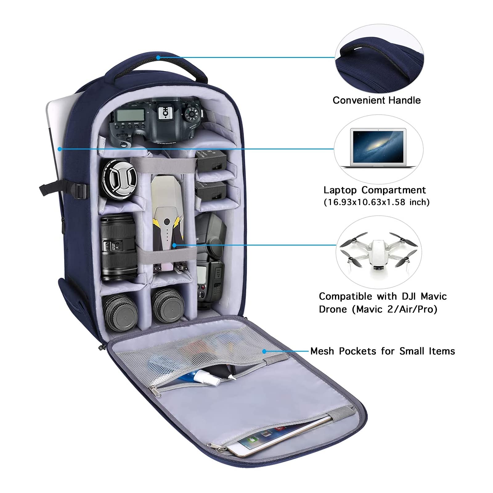 MOSISO Zaino Fotografico, Dslr/Slr/Mirrorless Zaino Fotocamera 15-16 Pollici Impermeabile Custodia Rigida Con Treppiede Titolare&Laptop Scomparto Compatibile Con Canon/Nikon/Sony