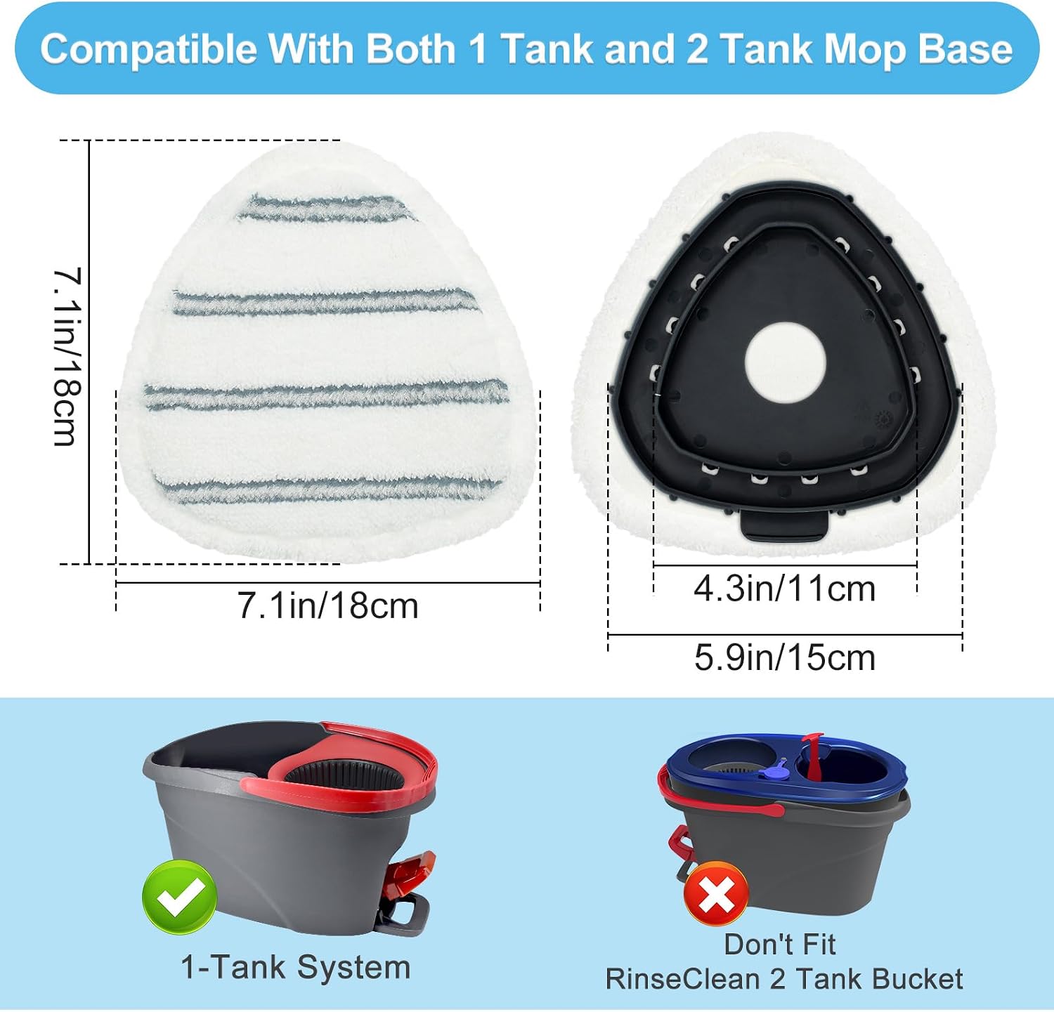 10 Pack Flat Mop Replacement Pads for OCedar EasyWring 1 Tank & RinseClean 2 Tank Mops,Spin MOp Pads Replacements,Include 8 Mops Refills Pads,1 Mop Base and 1 Scraper for Cleaning (Not Include Bucket)