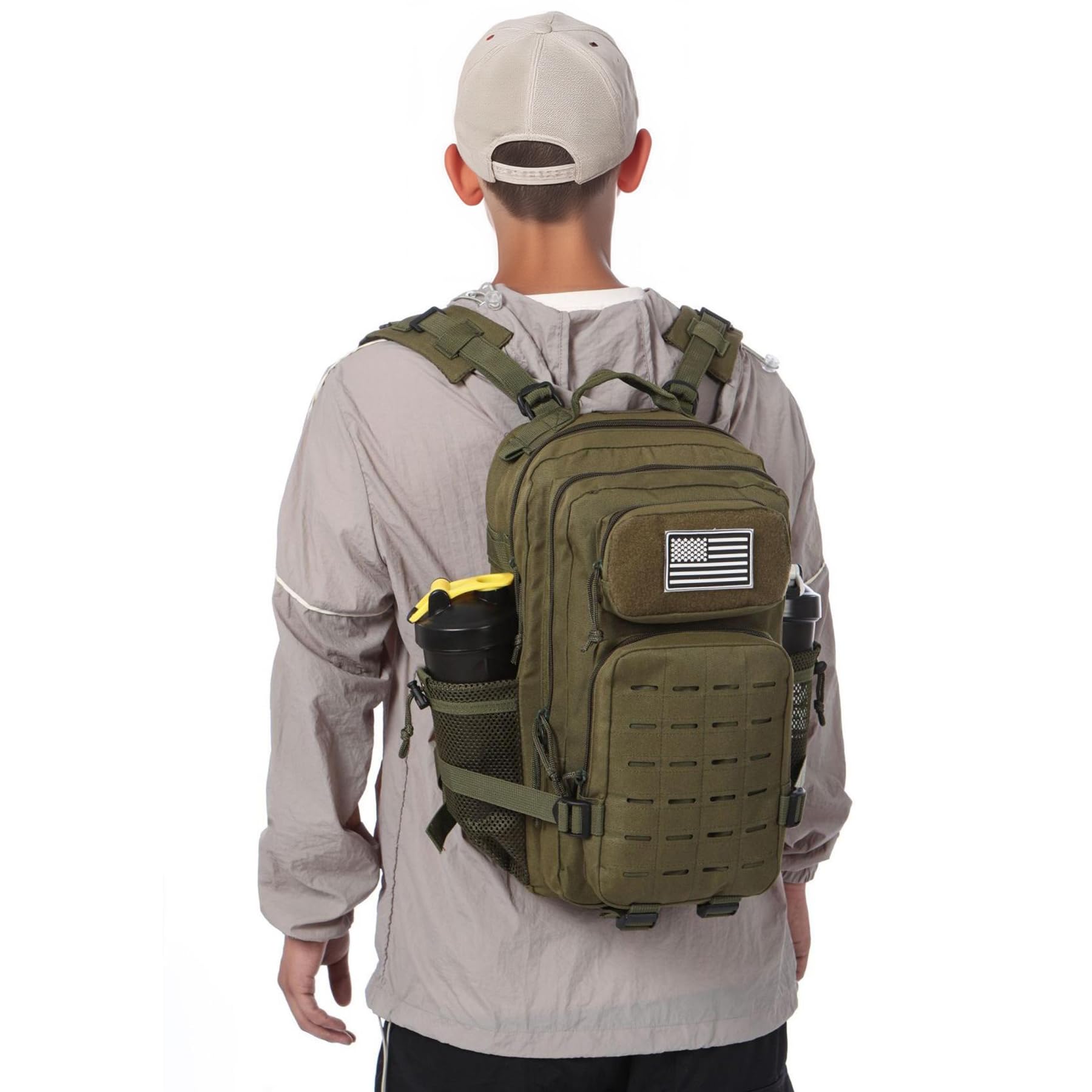 Mochila De 20L Impermeable Con 2 Portabotellas Para Ciclismo Gimnasio Viajes Al Aire Libre Senderismo Pesca Y Compartimento Para Portátil De 13 Pulgadas. (Verde)