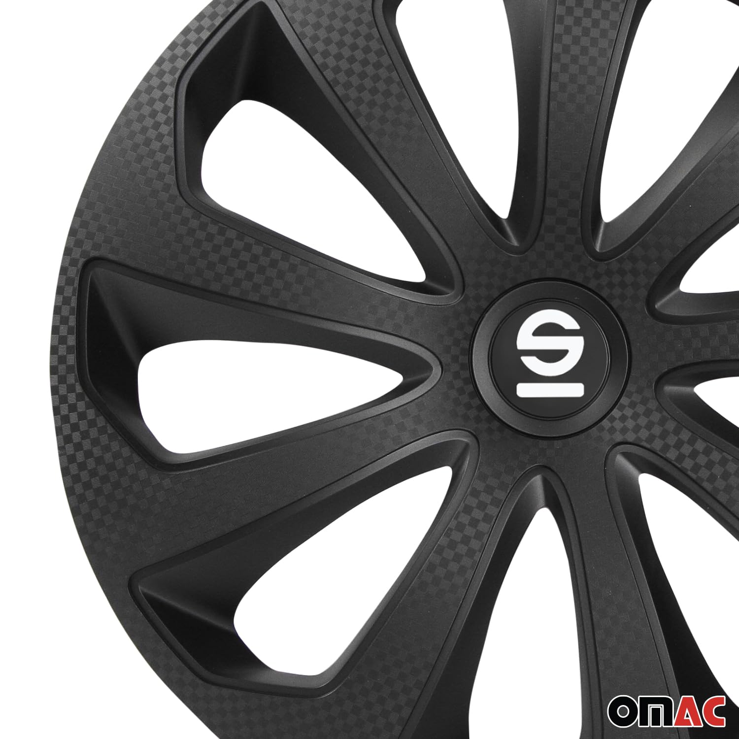 Sparco Zestaw kołpaków Sicilia 35.6 cm czarny/węglowy, odporny na rdzę, montaż zatrzaskowy, materiał ABS