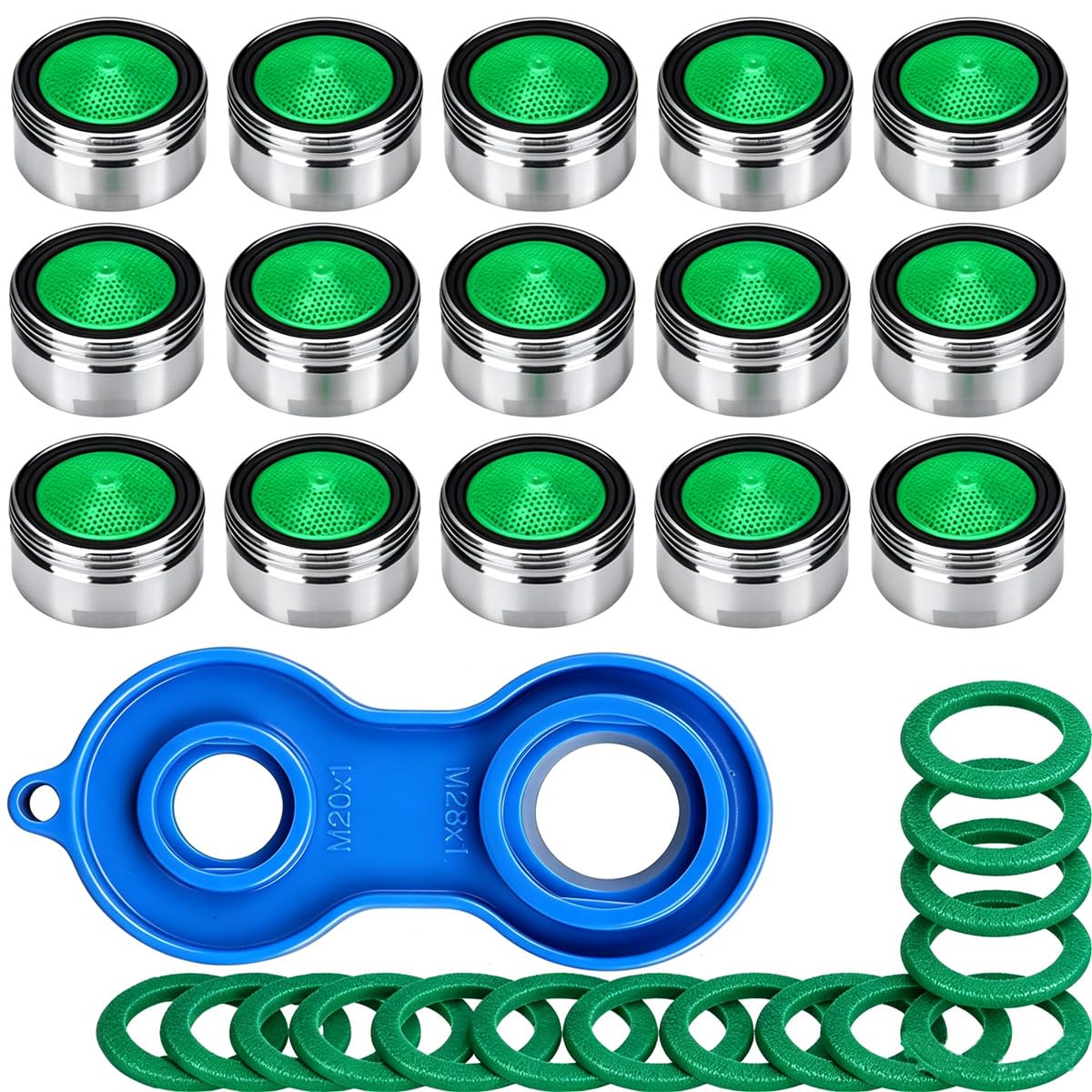 Gebildet 15 Pieces Faucet Aerators Water Tap Aerators Water Saving Faucet Replacement Part M24 and 1 Faucet Aerator Wrench