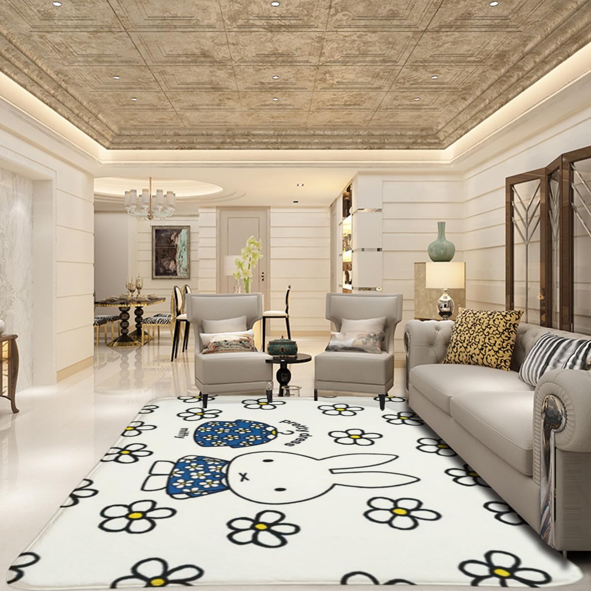 Amazon｜ミッフィー 絨毯 北欧 カーペット 防音 ラグマット 厚手 20mm