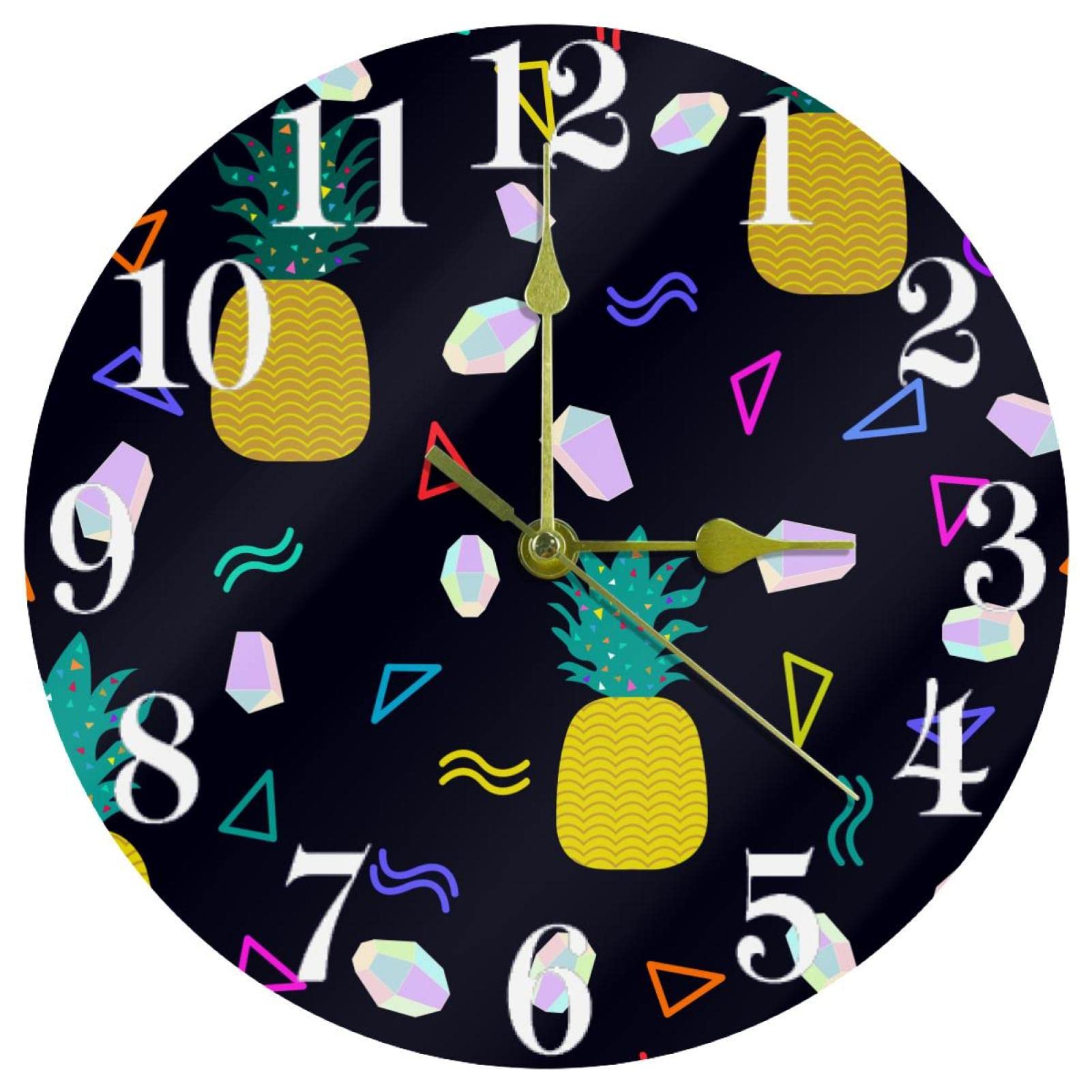 Horloge murale ronde ananas 25 cm à quartz silencieuse pour décorer votre bureau