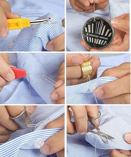 Miniatura 13 de Cebelo Kit de costura grande para adultos: 232 piezas de suministros de costura para reparación manual de ropa, reparación de emergencia