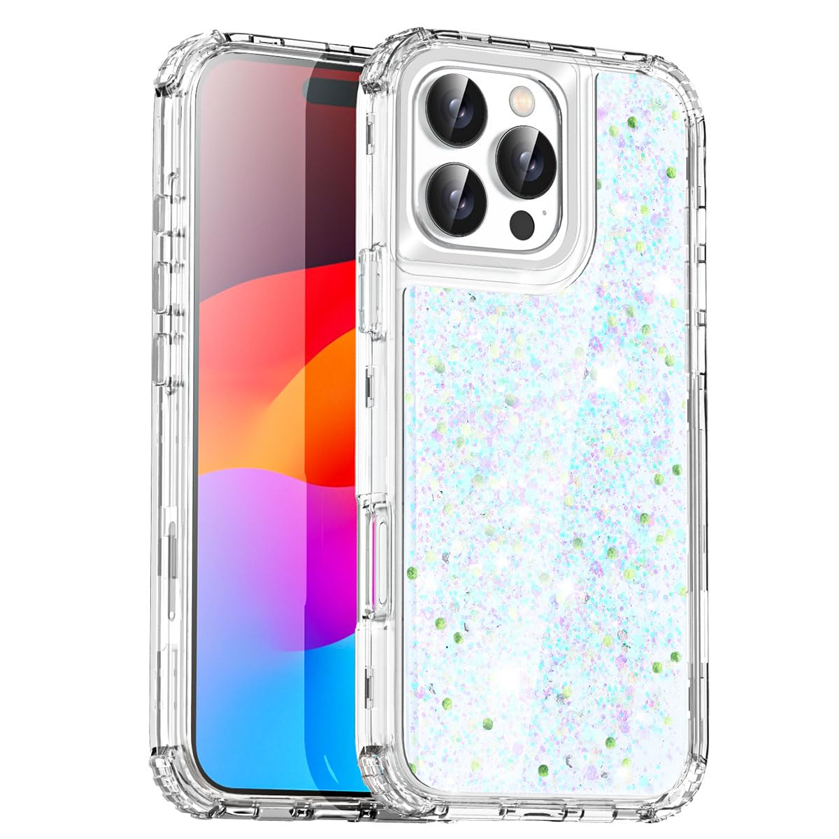 AICase for iPhone 16 Pro Max Case Bling Glitter for Women Girls Cute Shiny Sparkle,3 in 1 Heavy Duty Durable 3-Layer Military Grade Shockproof/DropProof Protective Cover for iPhone 16 Pro Max 6.9"_3