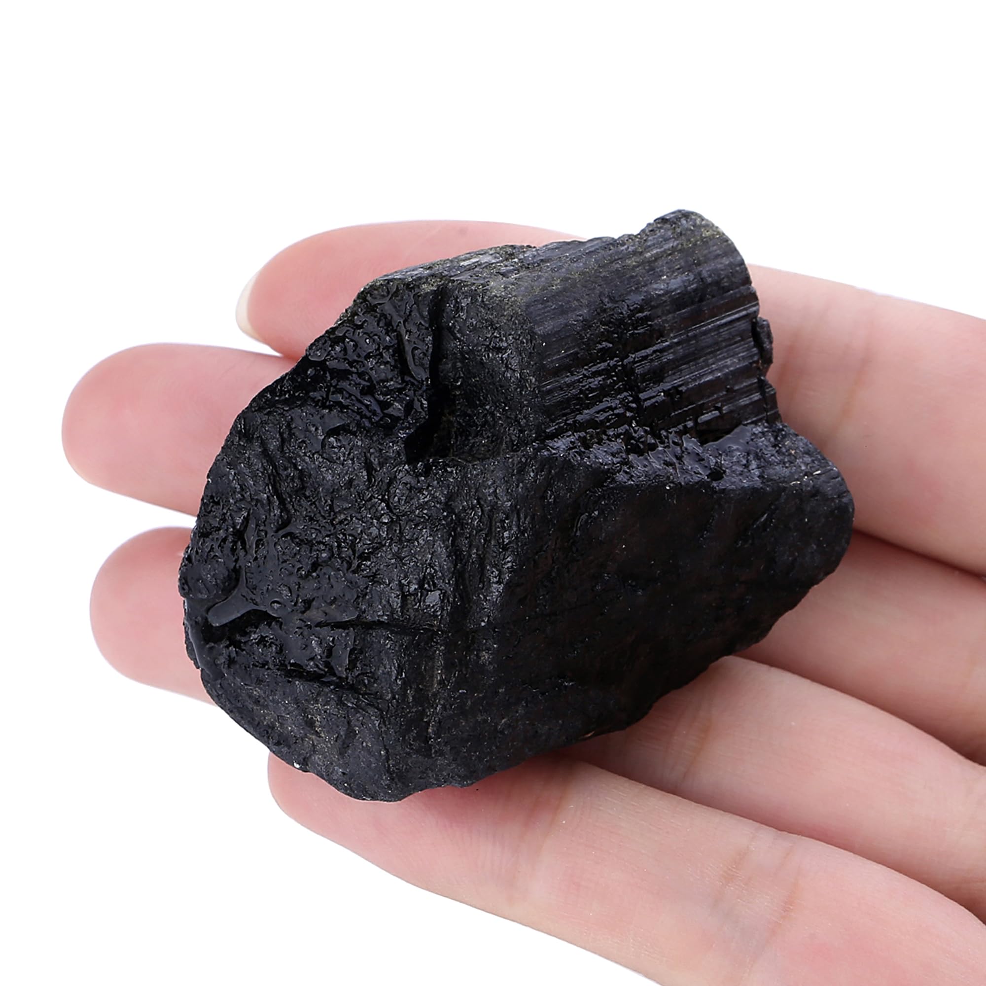 XIANNVXI Black Tourmaline 1.8-2.2" Large Raw Crystals and Healing Stones Natural Rough Crystal Rocks for Decor Gifts Tumbling Cabbing Polishing