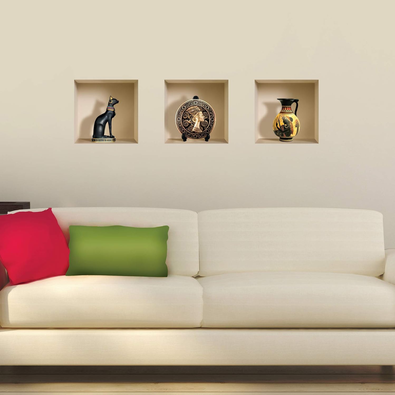THE NISHA Art Magic 3D Vinyl Removable Wall Sticker Decals DIY, Set of 3, Black Egyptian