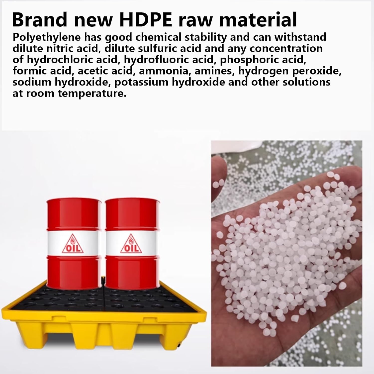 Anti-Leakage Tray Anti-Leakage Platform Oil Secondary Container Oil Barrel Leaking Oil Receiving Tray,Spill Containment Platform with Drain Outlet,Stackable Modular Anti Spill Pallets(A)