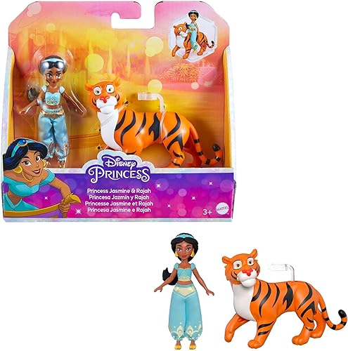 Mattel Disney Princess Jasmine Muñeca pequeña y figura de tigre Rajah con asiento, de Mattel Disney Movie Aladdin