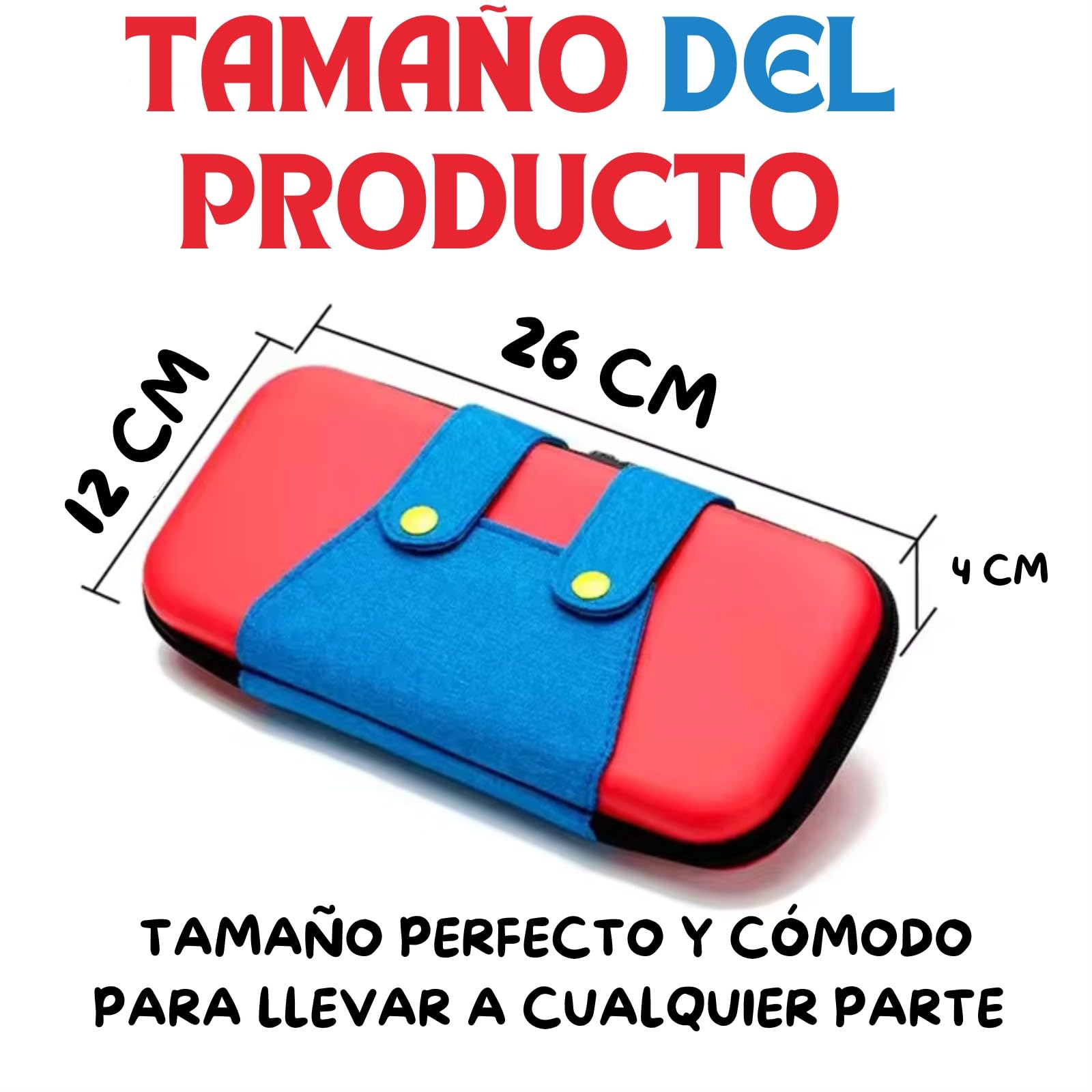 BLARO'S ORIGINAL | Funda Compatible con Nintendo Switch y OLED - Funda de Transporte para Consola y Accesorios - Estuche de Viaje con 10 Ranuras para Tarjetas de Juego - Rojo y Azul