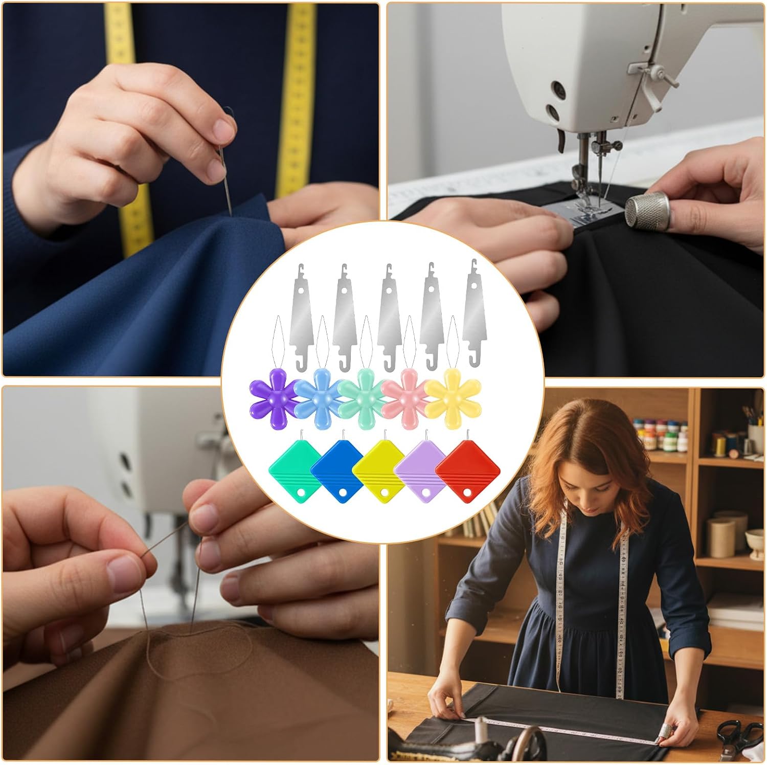 15 PCS Needle Threaders for Embroidery Floss 3 Type Cross Stitch Needle Threader for Hand Sewing Stainless Steel Needle-Threader for DIY Craft Cross Stitch Craft Hand Sewing