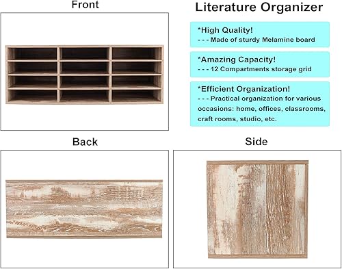 Vista 2 de PAG Organizador de literatura de madera para encimera, buzón de estudiante para aula, soporte de papel de escritorio para oficina, hogar, escuela