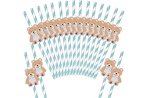 Whaline Bear Paper Straws: Sky Blue Celebration Essential