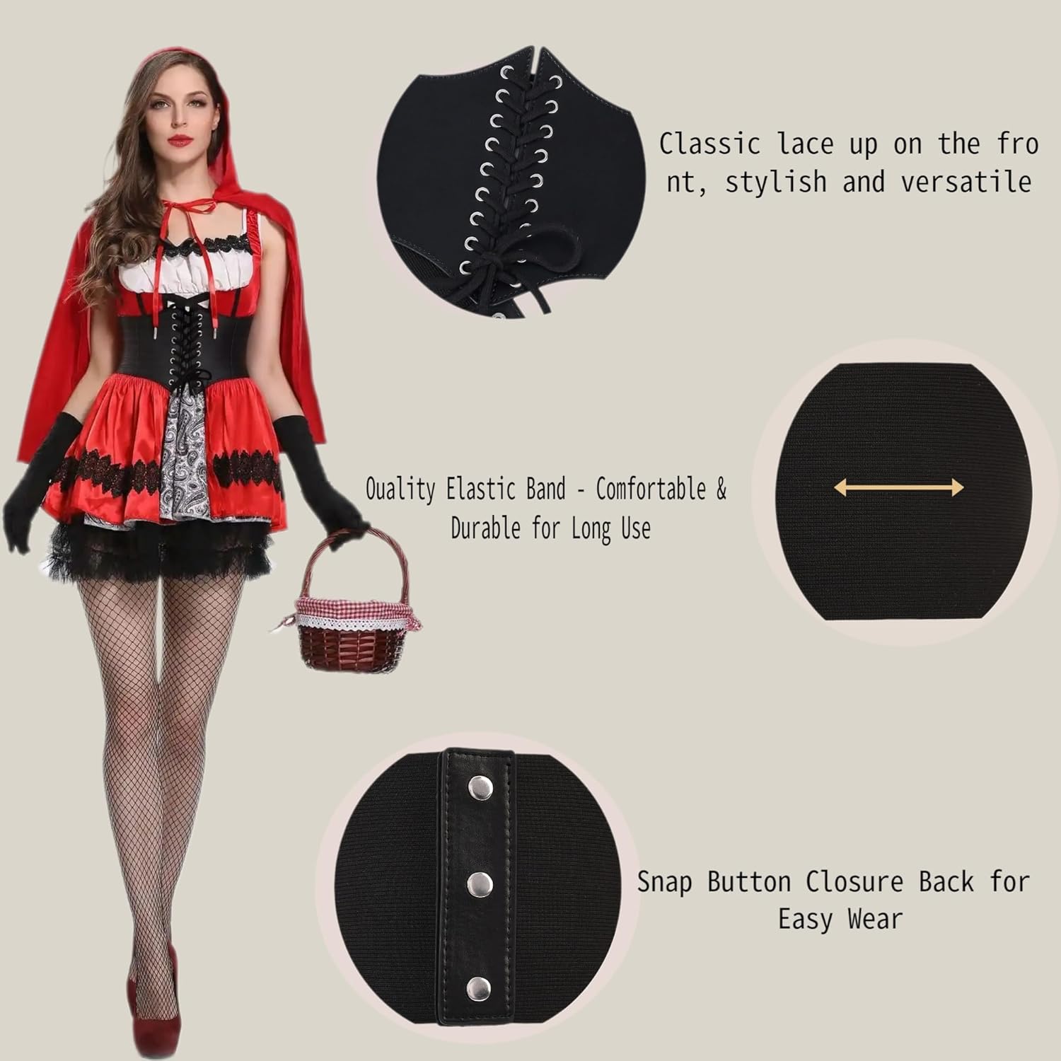 Ladies' lace waistband, tight corset, elastic, medieval court waistband, suitable for Halloween dress up - Image 4