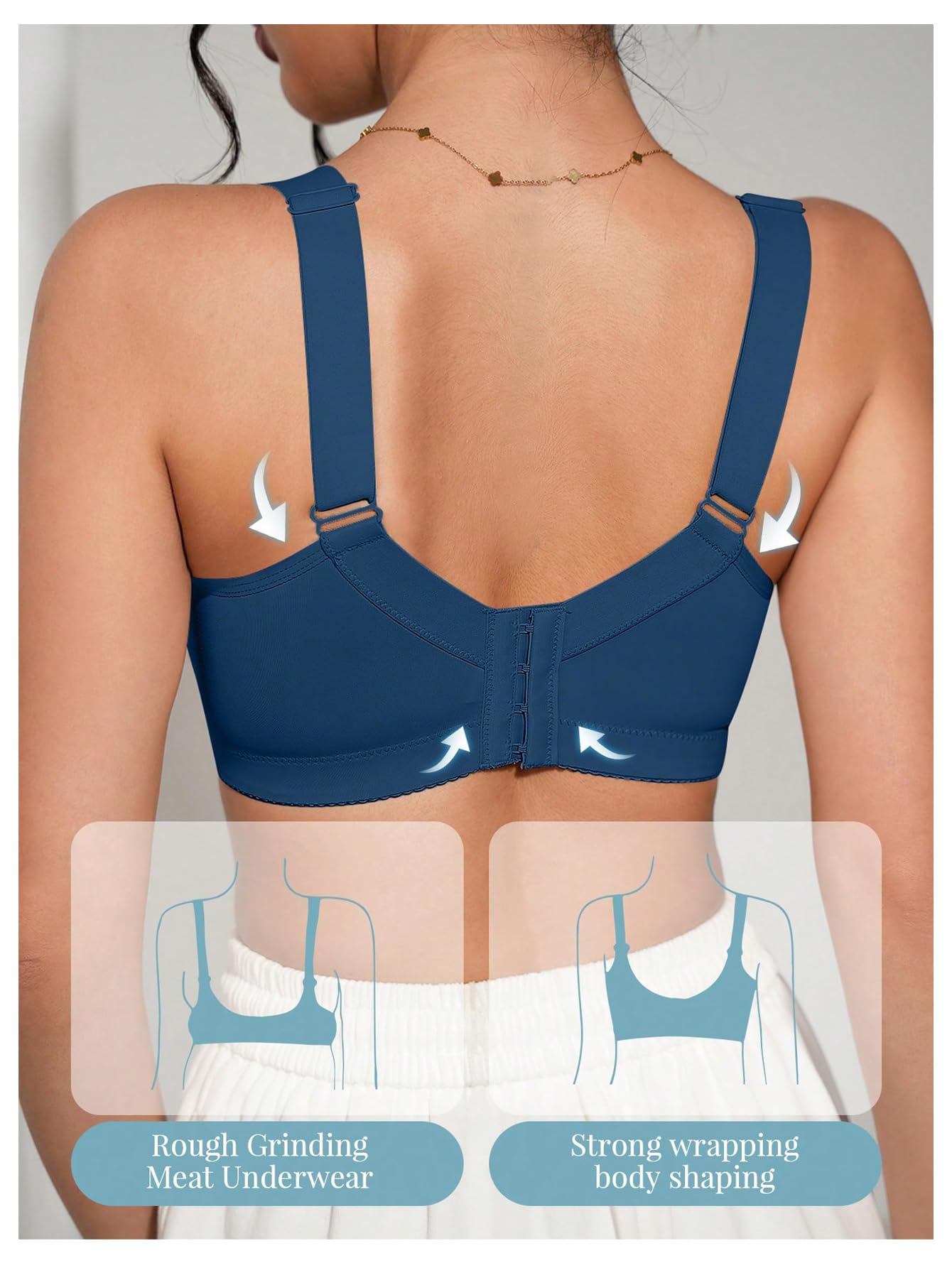 Confezione da 2 Reggiseni con Ferretto in Pizzo Floreale Donna Bralette Push Up Spalline Larghe A Balconcino Blu/Nero 34B(Blue/Black,(34) 34C)
