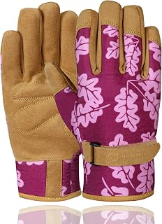 WESTWOOD FOX Ladies Gardening GloveS Safety Work Mens Garden Pruning Women Dexterity Utility Gloves Leather Working Water Repellent Wood Work Gloves Home Mechanics (Medium, Purple)