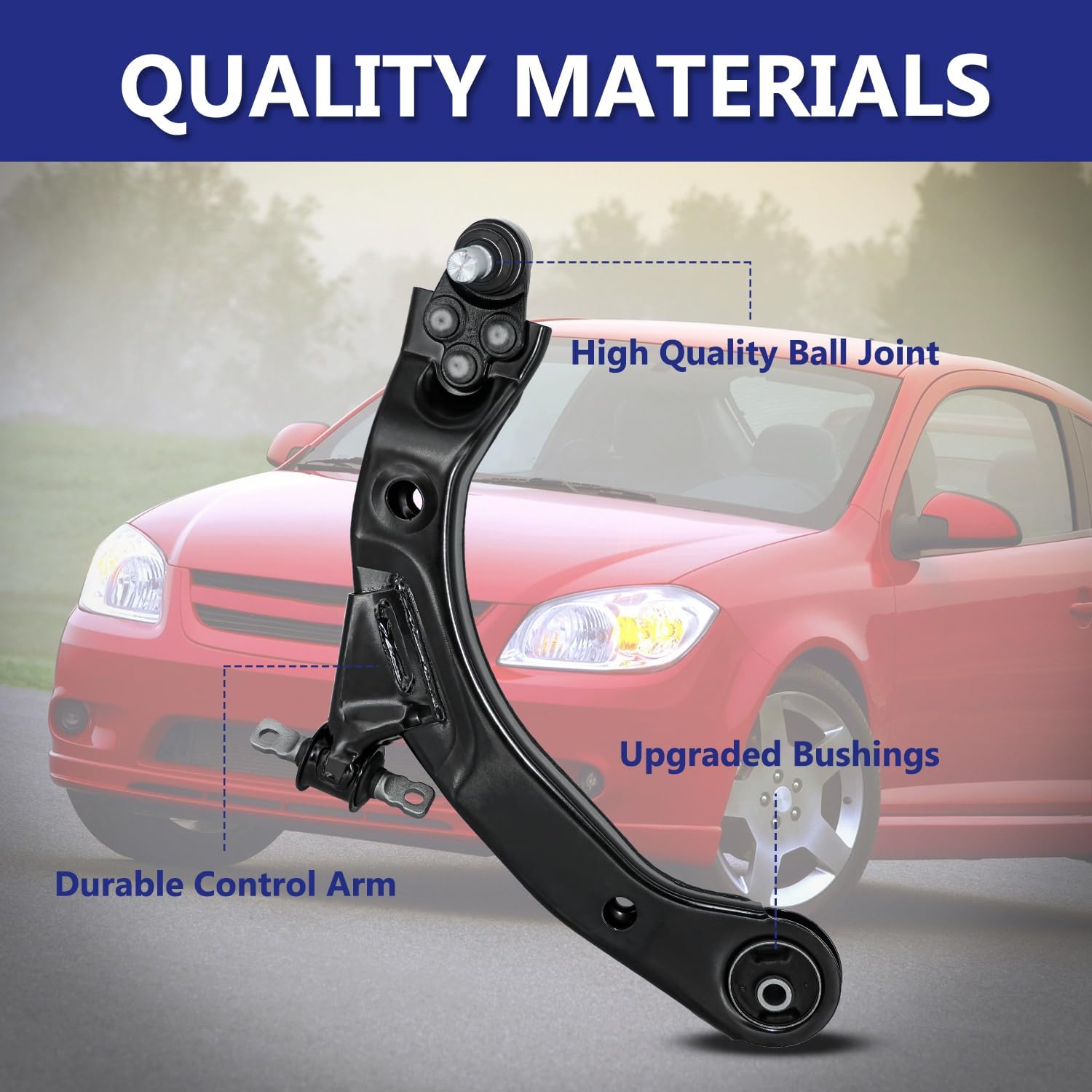 Control Arm, Replacement For Front Lower Control Arm With Ball Joint Sway Bar Tie Rod Boots Compatible With 2005-2010 Chevrolet Cobalt, 2003-2007 Saturn Ion - 10 Pcs
