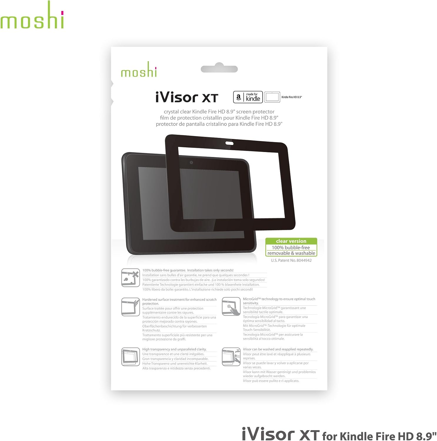Moshi iVisor XT (HD clear) No-Bubble Screen Protector for Kindle Fire HD 8.9"