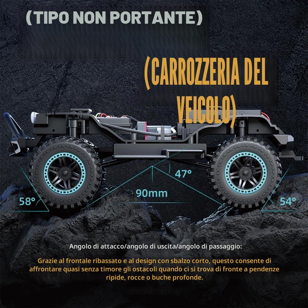 1/20 RC Crawler veicolo da arrampicata radiocomandato modello 4WD Off-Road All Terrain, motore senza spazzole, SG206MAX 3 batterie (giallo)