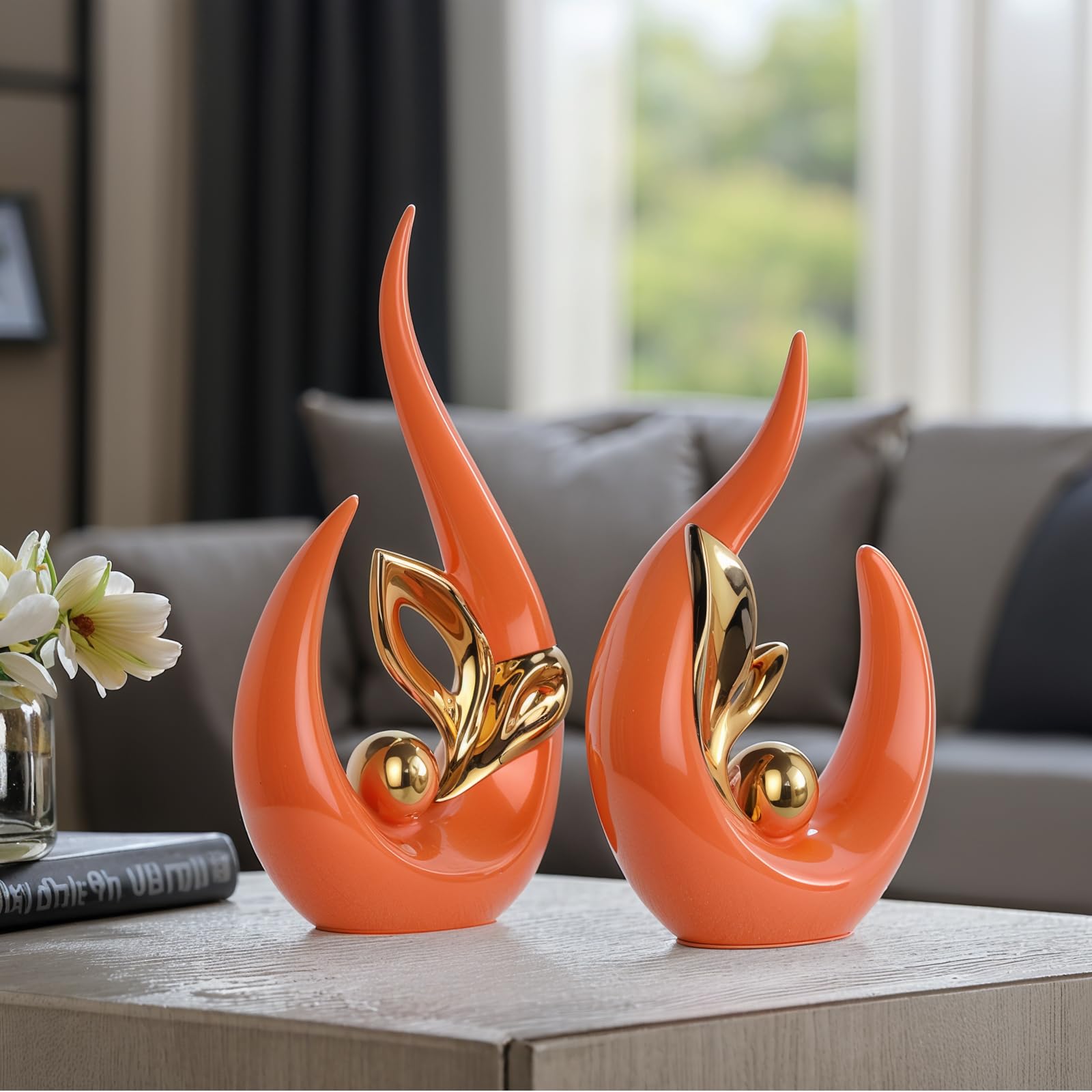 Amazon.com: Orange Gold Home Decor Accent,Abstract Ceramic Statue