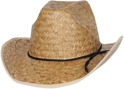 Adults Country Western High Crown Farm Hand Woven Cowboy Hat Costume Accessory