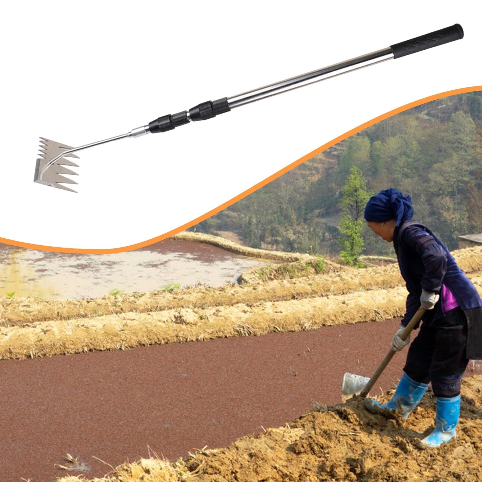 Sharplace Unkrautstecher, landwirtschaftlicher Kultivator aus rostbeständigem Metall, Gartengerät mit langem Griff zum Pflanzen, Auflockern von Mulch im Garten