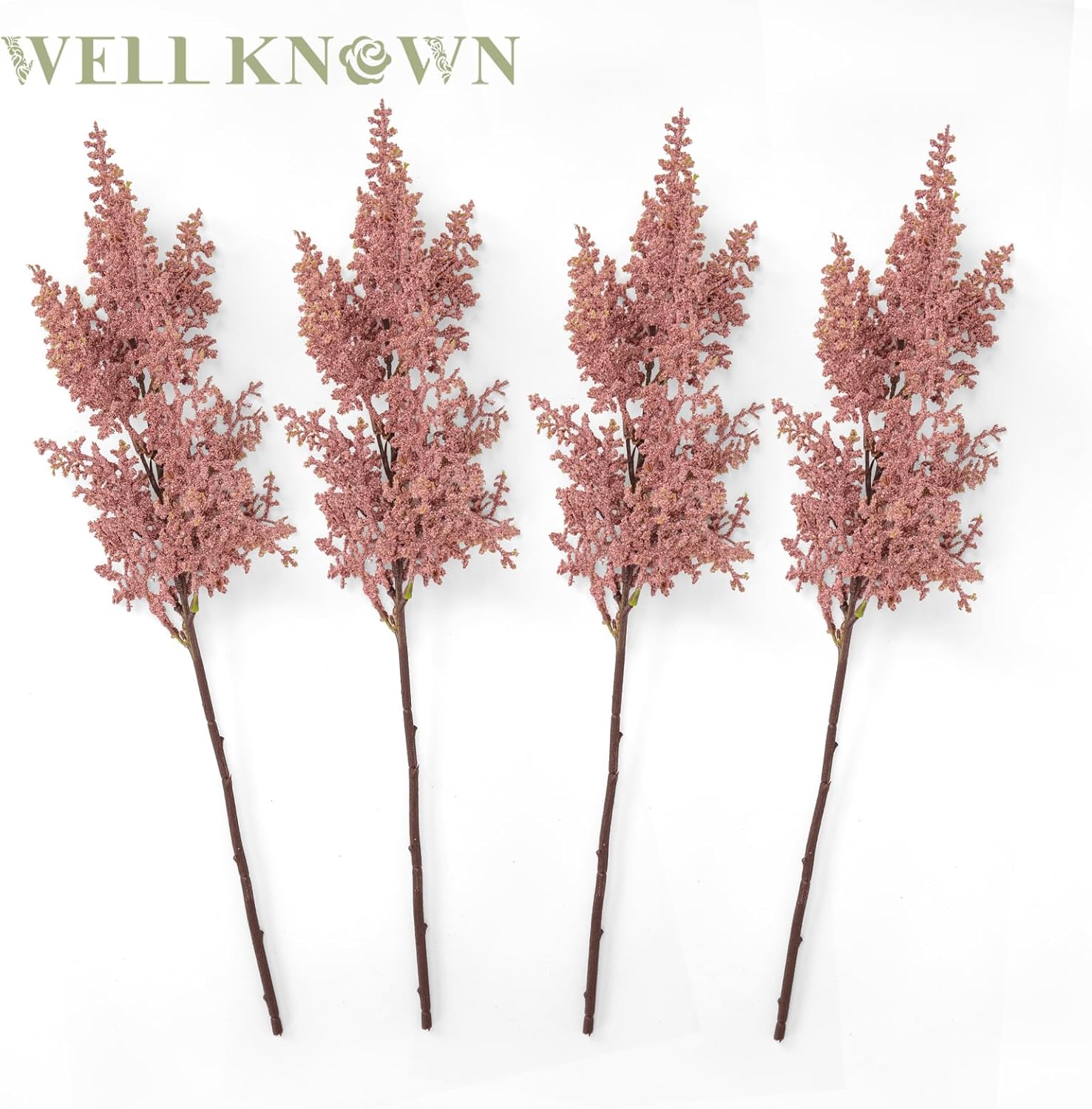 WELL KNOWN 4 Branches Artificial Cedar Spray 19.5" Pink Floral Picks Faux Cedar Pine Branches Stems, DIY Pink Floral Arrangements for Home Vase Wedding Wreath Holiday Garden Decoration & Gift