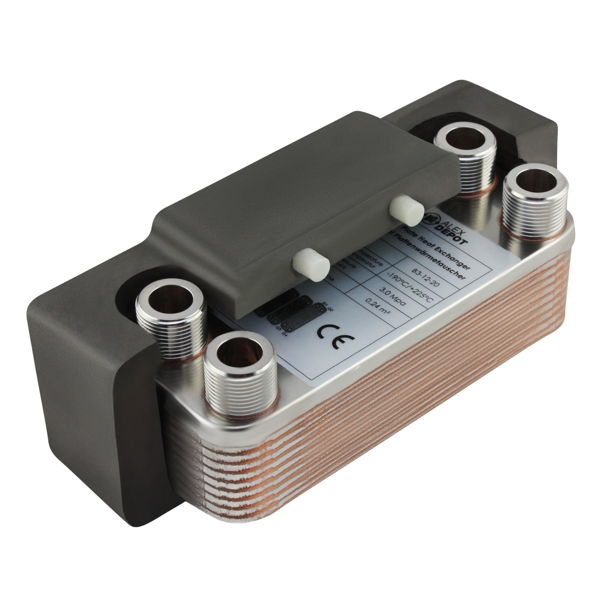 Intercambiador de calor de placas de acero inoxidable + aislamiento B3-12-20 con conexión de 4x3/4 pulgadas. Calefacción solar de 45kW (PWT+Iso)