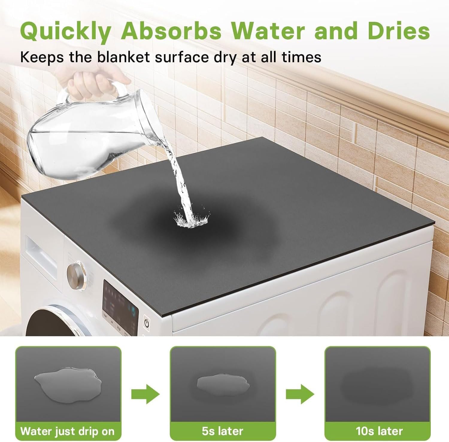YeahBoom Cubierta Superior para Lavadora y Secadora,60 x 60 cm Cubierta para Lavadora,Funda para Lavadora,Funda Antipolvo para Lavadoras,Secadoras,Cocinas,Autocaravanas,Baños — view 5