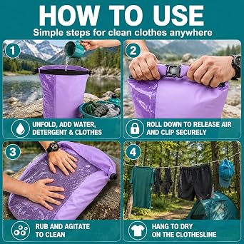 Complete Laundry Kit with Travel Washing Machine & Retractable Clothesline