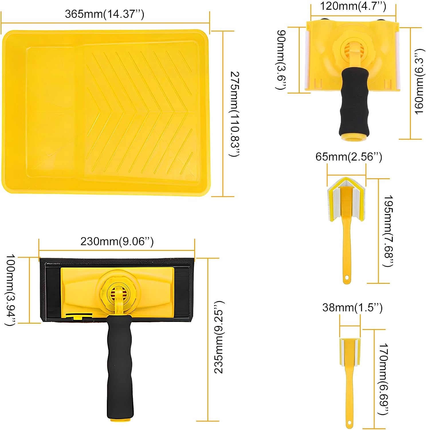 Paint Edger Tool Kit, 9” Paint Pad Set with 360° Rotation Handle, Trim & Corner Edger, Touch-Up Pads, Extension Pole, Refill Pads, Home Wall & Ceiling Painting Tool Set | Complete Paint Edger Set with Replacement Pads, Tray and Corner Painter for Ceiling, Trim, Baseboard and Home DIY Painting