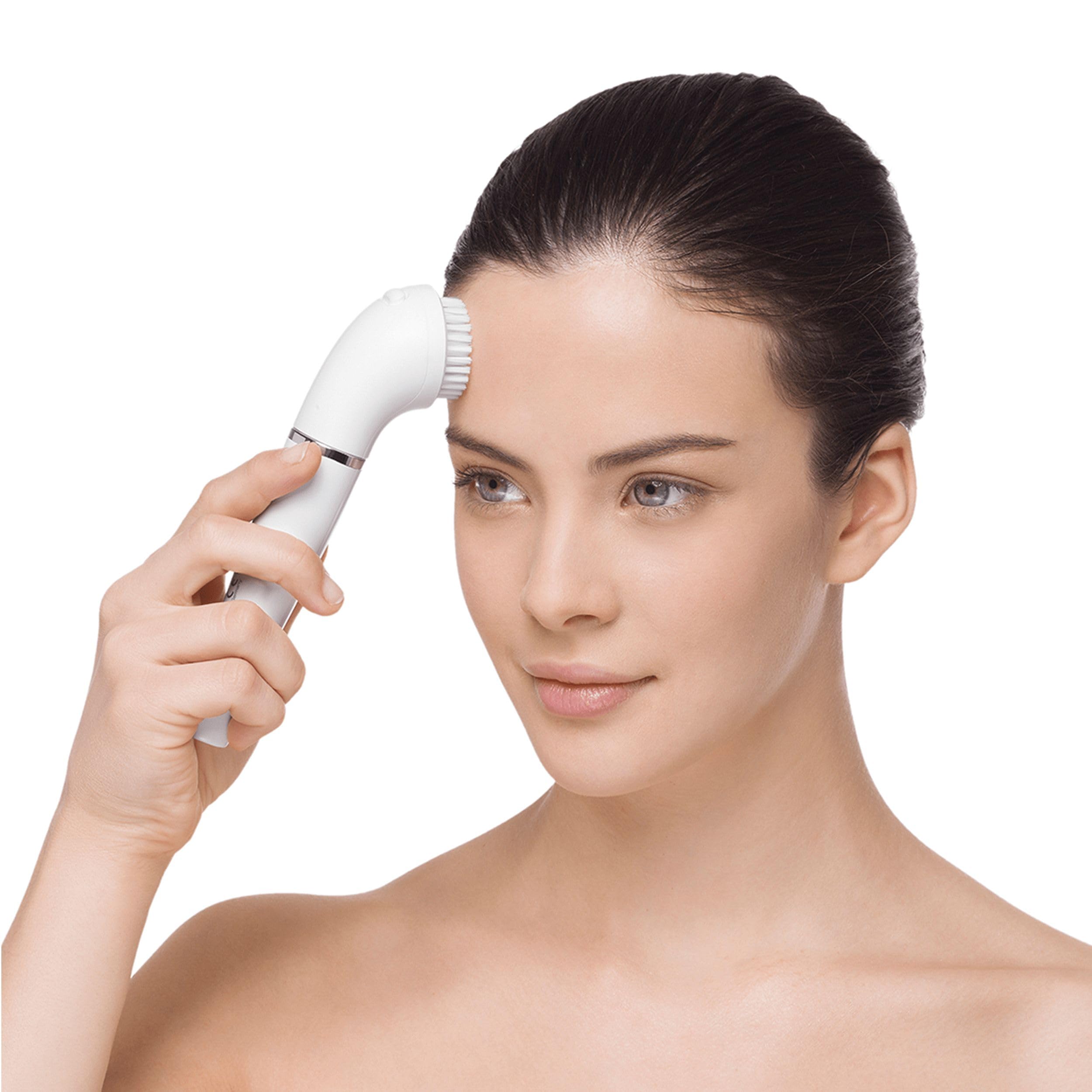 Braun FaceSpa 810 - Sistema de Cepillo de Limpieza Y depilación Facial: Elimina El Vello Y Limpia La Piel del Rostro más 2 Pilas Adicionales, Blanco