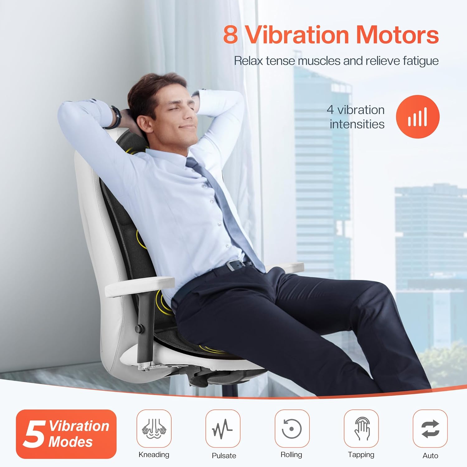 CuPiLo Back Massager Chair Pad, Seat Cushion,4 Vibration Intensities & 2 Heat Levels,Shiatsu Back Massager with Heat, Deep Tissue Massage Chair Pad, Back Support Inflatable Flap Chair Massage S