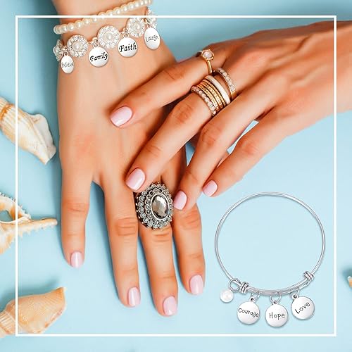 Miniatura 6 de Yinkin 160 dijes motivacionales inspiradores de plata antigua para hacer llaveros, joyería con mensaje de alegría para niña, pulsera, collar,