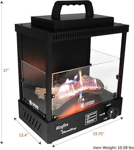 Miniatura 6 de Flame King ALOGFIRE - Calentador de chimenea de propano, llamas bailarinas limpias y sin humo, uso en interiores y exteriores, para campistas,