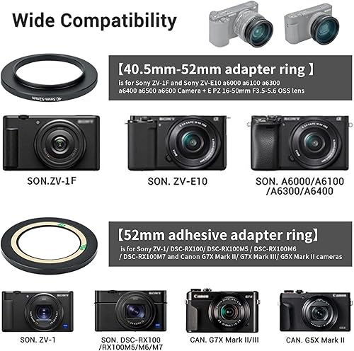 Miniatura 4 de PROfezzion Cámara HD 0.709 in lente gran angular con 10x porción macro para Sony ZV-E10 ZVE10 ZV-1F ZV1F A6400 A6300 A6100 A6000 ZV-1 ZV1 RX100 VII